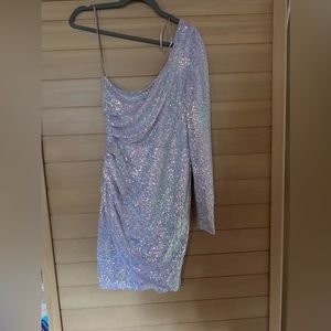 Iridescent one sleeve dress